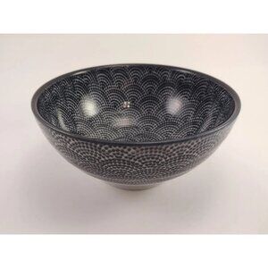 Tokyo Design Studio Blue Dotted Salad Bowl Decorative Dish Fruit Large 7.25"